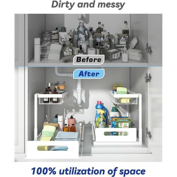 Under Sink Organizers, Metal Pull Out Under Sink Organizers and Storage Shelves - Picture 3 of 7